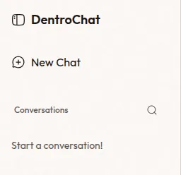 DentroChat AI Chat Europe sidebar, with New Chat at the top and an empty conversation list