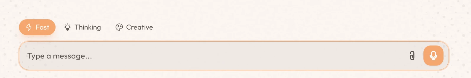 The microphone grows into a stop button while you record. Stopping puts the transcript in the message box.